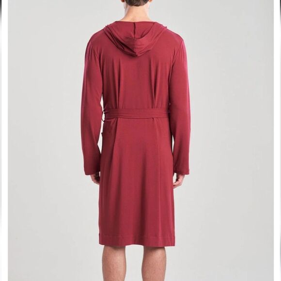 Natori Men Burgundy Hooded Robe sz M - Picture 10 of 15